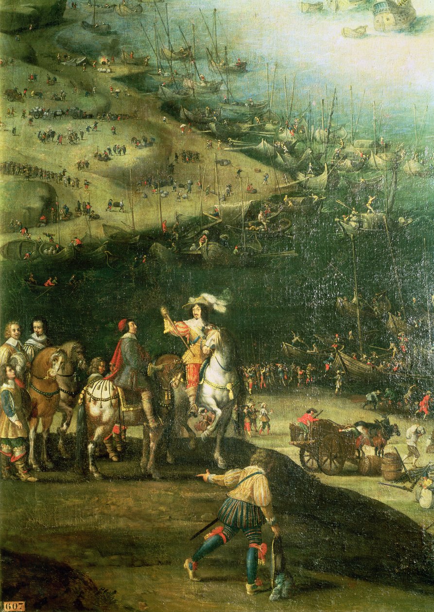 Zrušení obležení Ile de Re, 8. listopadu 1627 (detail) (viz také 178976 a 182427) od French School