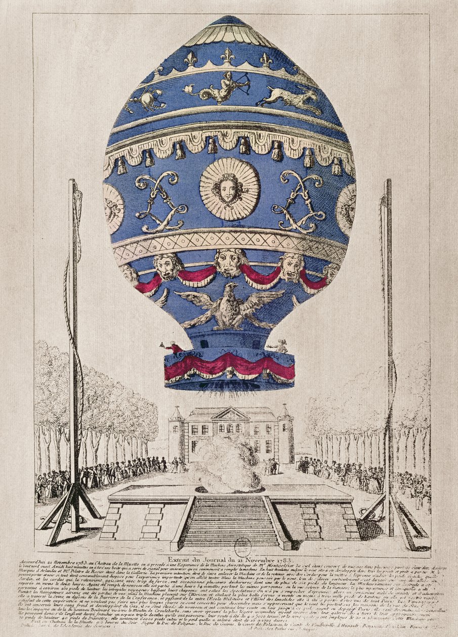 Balónový experiment bratří Montgolfierů na zámku de la Muette, 21. listopadu 1783 od French School