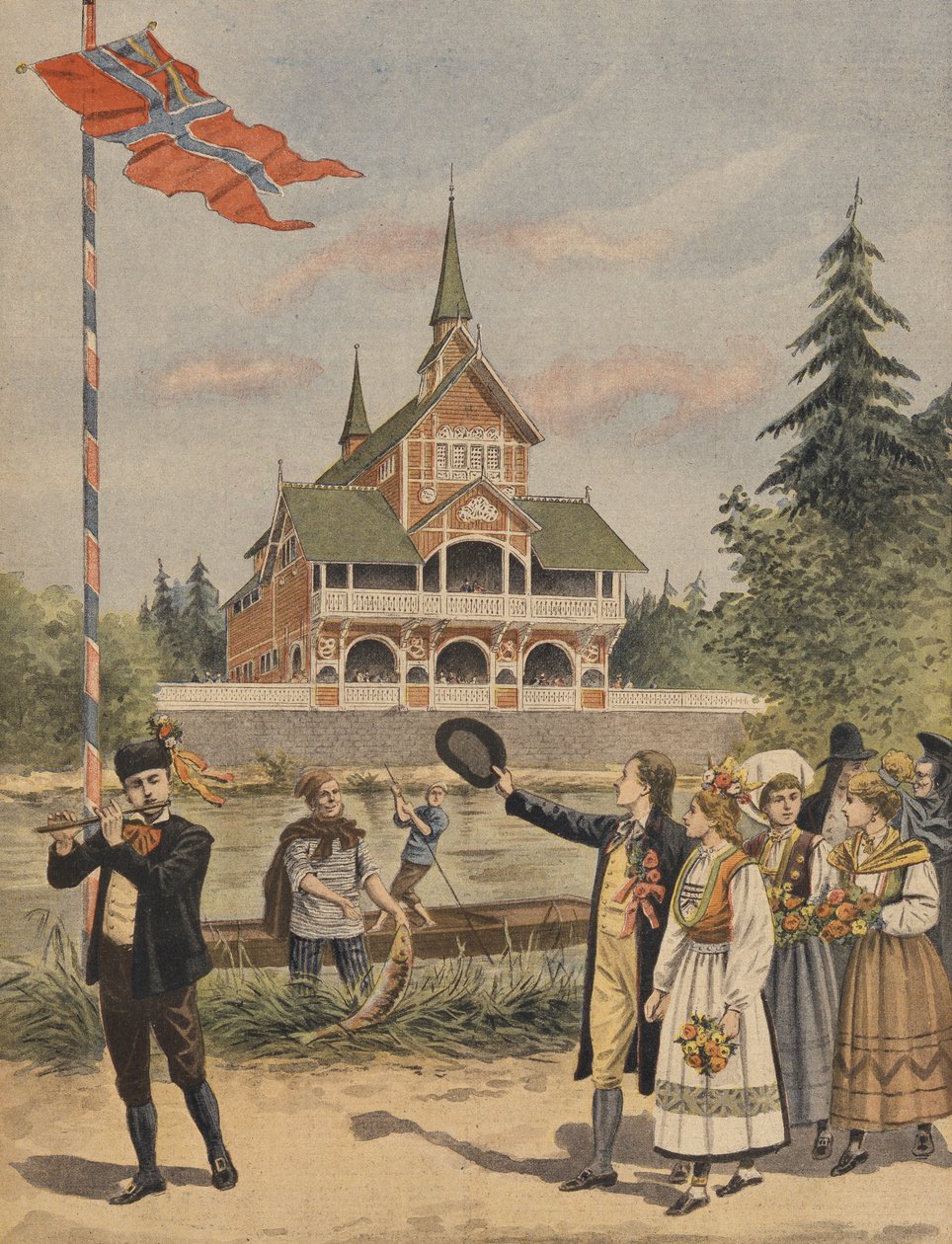 Norský pavilon na Světové výstavě 1900, Paříž, ilustrace z Le Petit Journal, příloha ilustrovaná, 13. května 1900 od French School