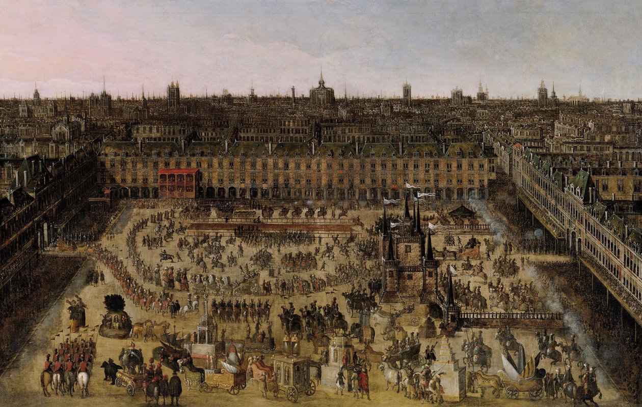 Place Royale a Carrousel v roce 1612 od French School