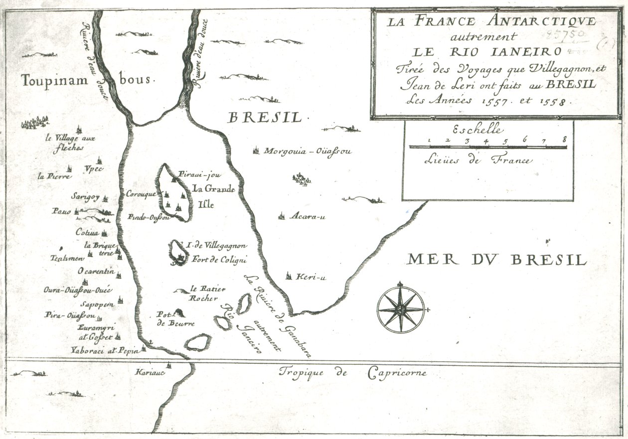 Rio Ianeiro, z cest Villegagnona a Jean le Leri v Brazílii 1557-1558 od French School
