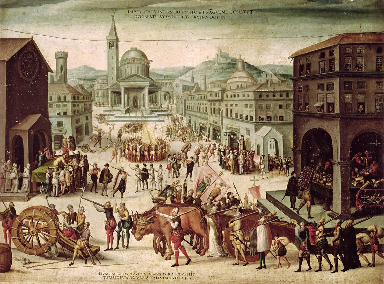 Vyhození Lyonu baronem des Adrets (1513-87), duben 1562 od French School