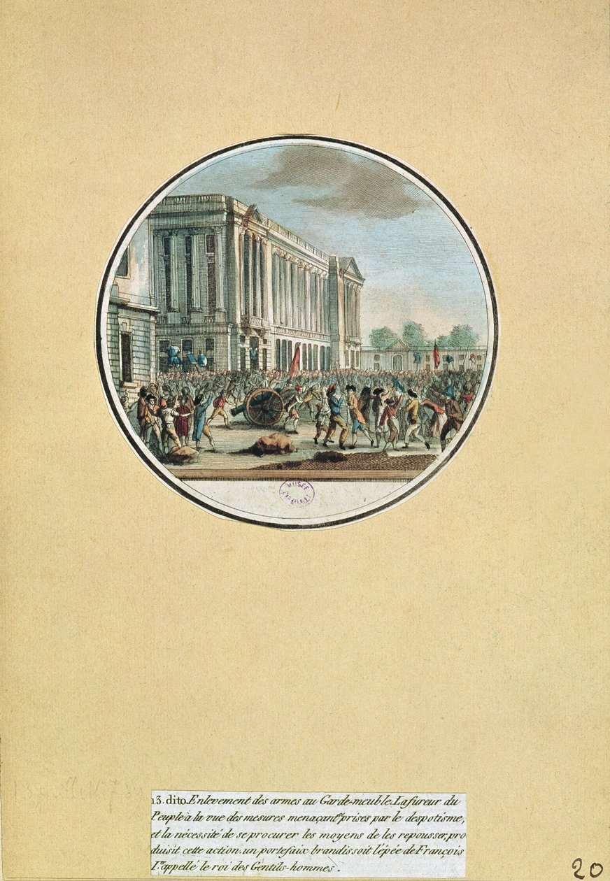 Zabavení zbraní z Garde-Meuble de Paris, 13. července 1789 od French School