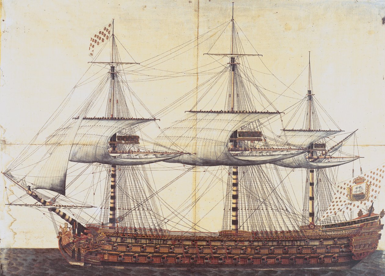 Loď „La Ville de Paris“ spuštěna v přístavu Rochefort, 19. ledna 1760 od French School