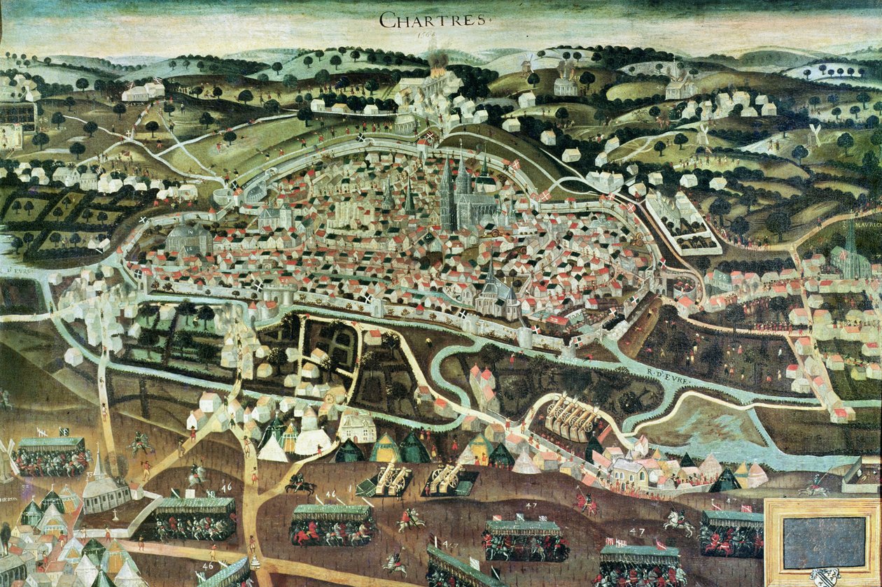 Obležení Chartres v roce 1568 od French School