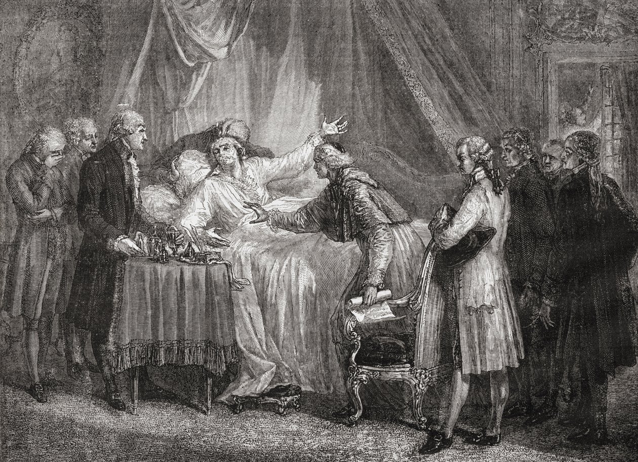 Smrt hraběte de Mirabeau (1749-91) v roce 1791 od French School