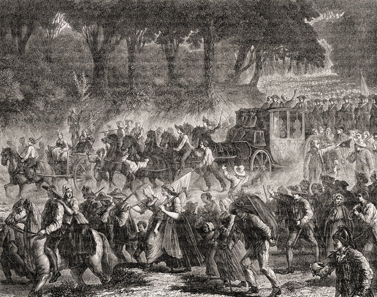 Návrat francouzské královské rodiny do Paříže v roce 1791 od French School