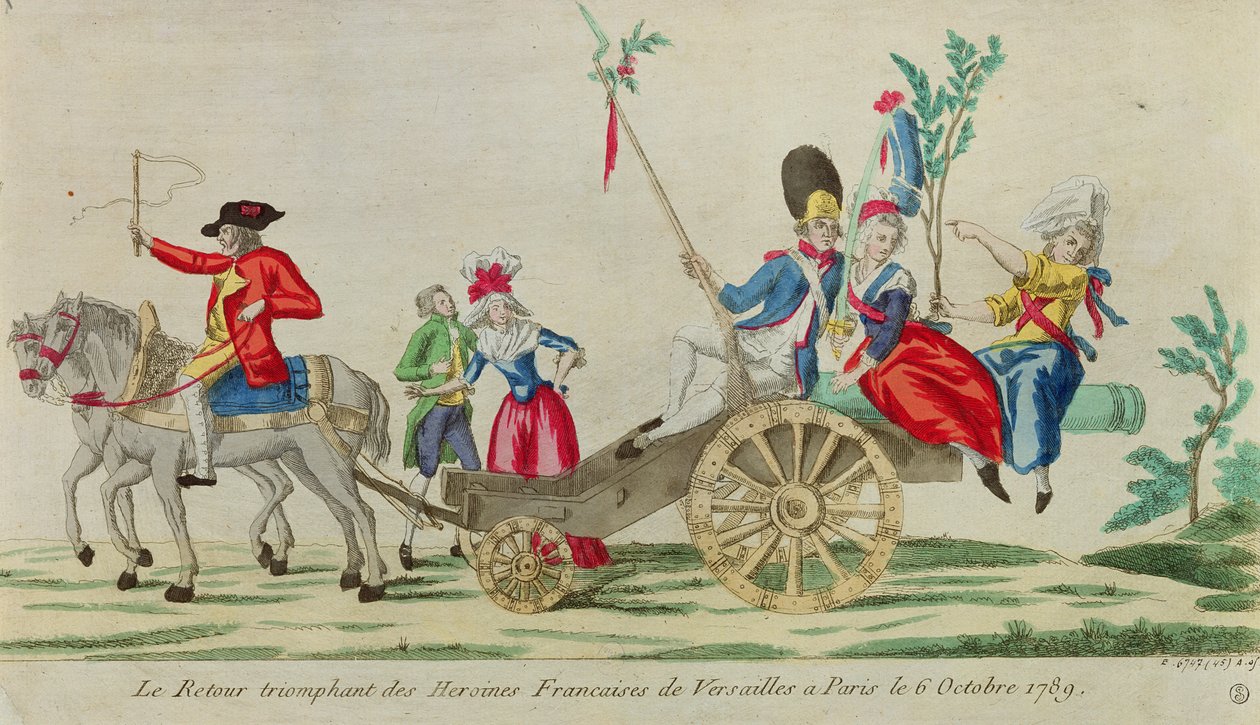 Triumfální návrat francouzských hrdinek z Versailles do Paříže 6. října 1789 od French School