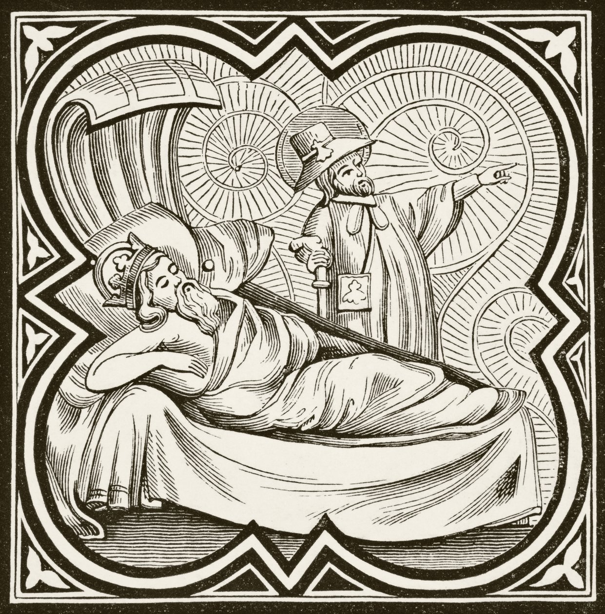 Vize Karla Velikého z knihy „Věda a literatura ve středověku“ od Paula Lacroixe (1806-84), vydaná v Londýně 1878 od French School