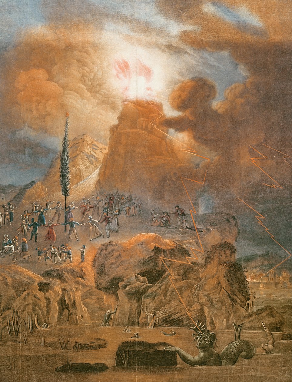 Triumph of the Mountain, 1793 (barevná rytina) od French School