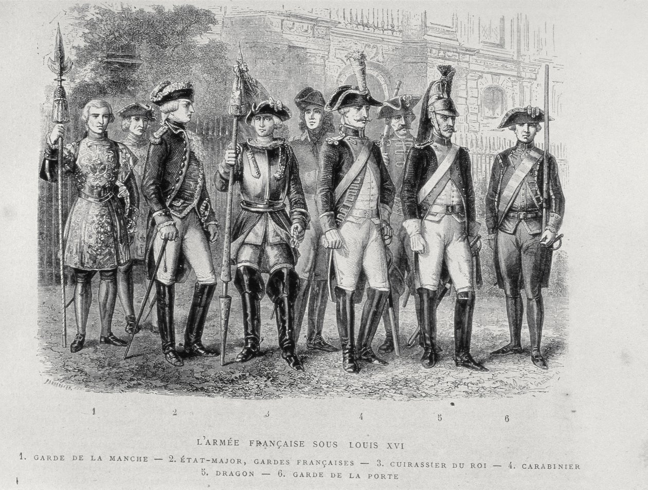 Uniformy francouzské armády Ludvíka XVI od French School