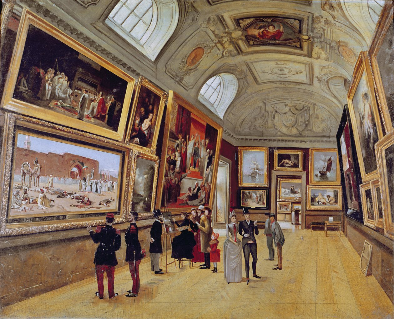 Pohled na pokoj v Musée du Luxembourg v Paříži v letech 1883-85 od French School