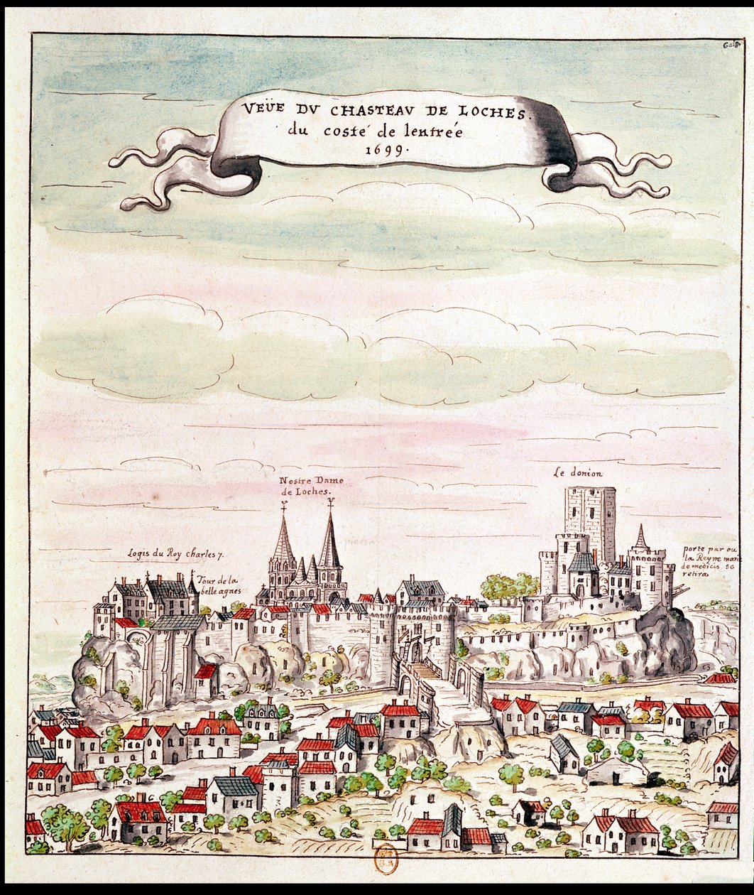 Pohled na Chateau de Loches, 1699 od French School