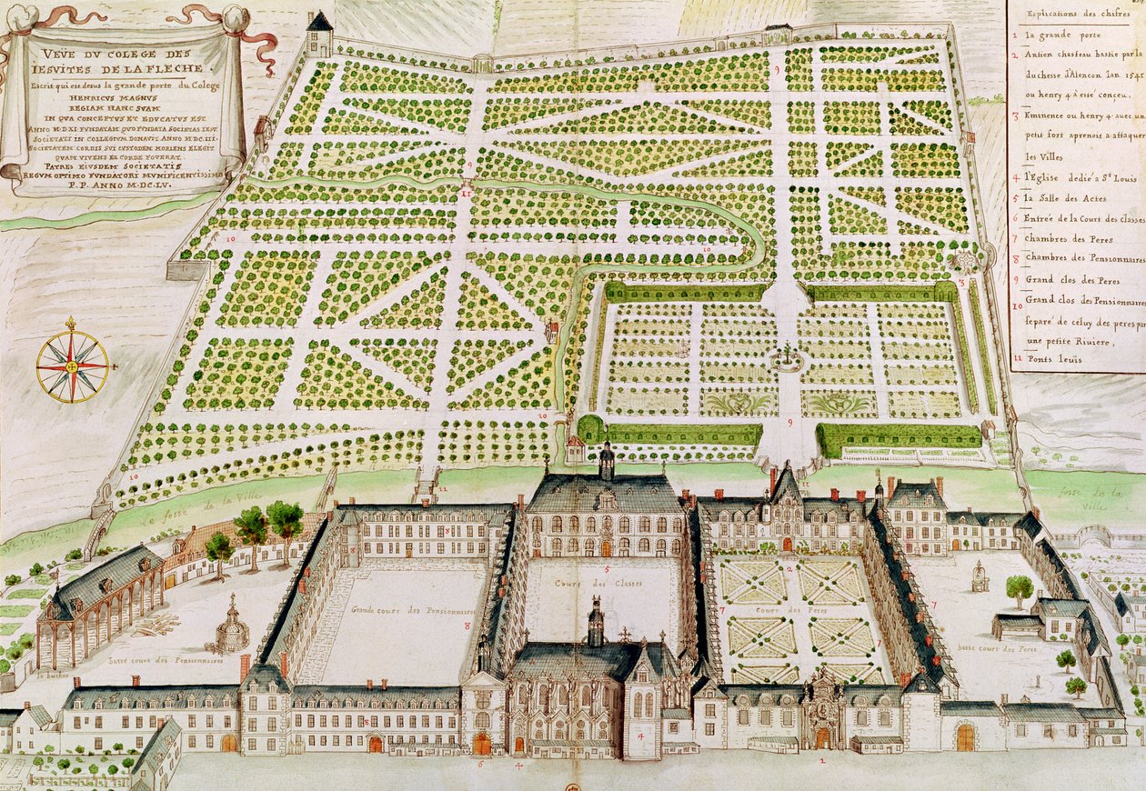 Pohled na jezuitskou kolej v La Fleche, 1655 od French School