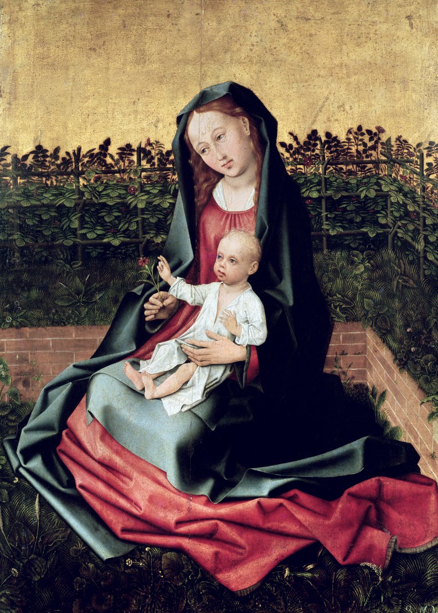 Panna a dítě v Malé zahradě aneb Panna s růží Trellis, kolem 1470-72 od French School