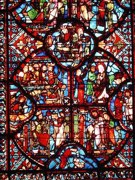 Okno s výjevy ze života sv. Tomáše, z apsidy (detail) od French School