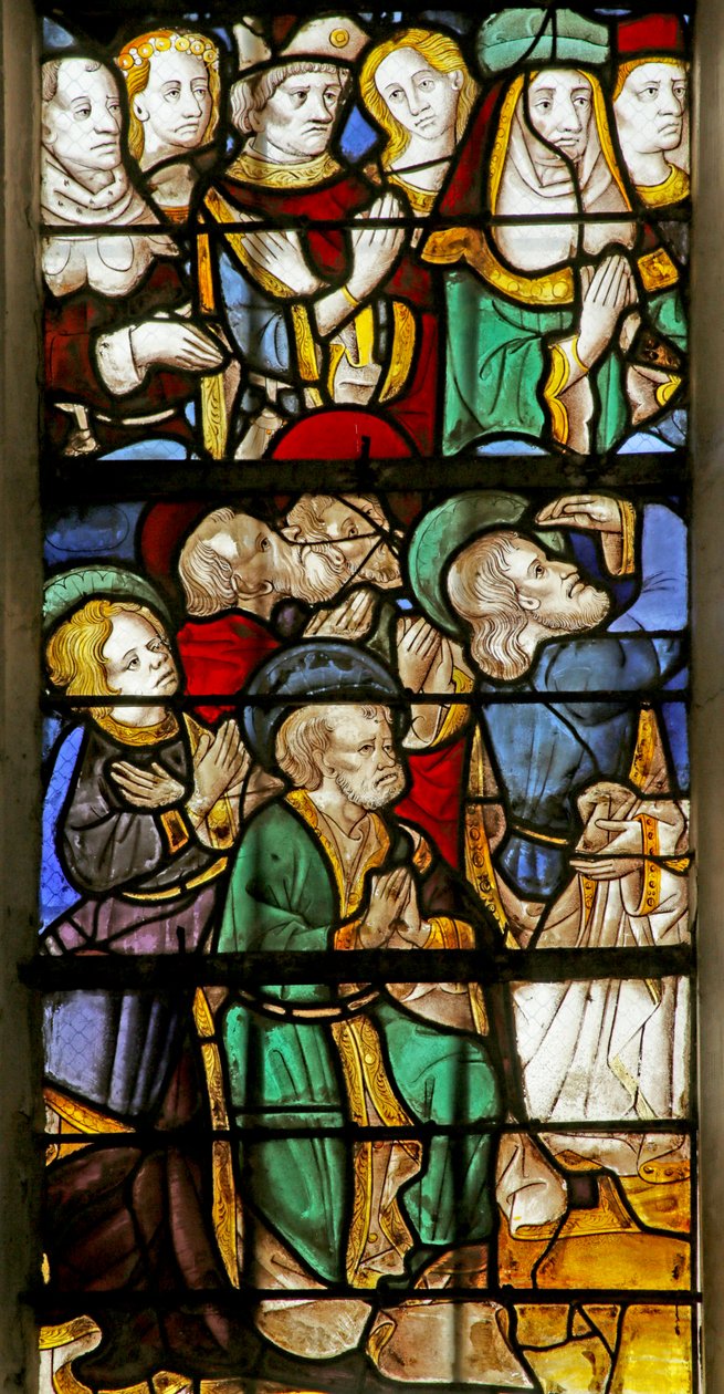 Okno zobrazující apoštoly a další při druhém příchodu Krista, 1470-1500 (detail 2921838) od French School