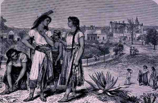 Young Girls of Tula, from The Ancient Cities of New World, Claude-Joseph-Desire Charnay, pub. 1887 od French School