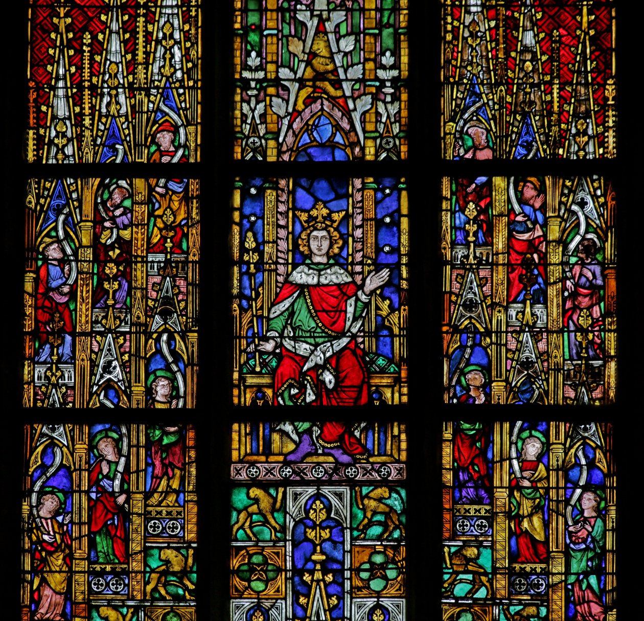 Okno zobrazující Šalomouna trůnícího, c. 1320, 14.-20. století (většinou moderní) od French School