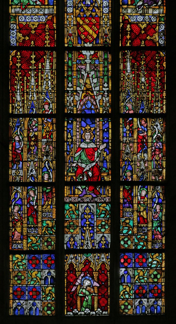 Okno zobrazující Šalomouna trůnícího, c. 1320, 15.-20. století (většinou moderní) od French School