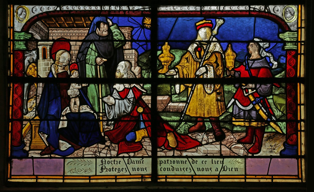 Okno znázorňující Klanění tří králů, 16.–20. století od French School