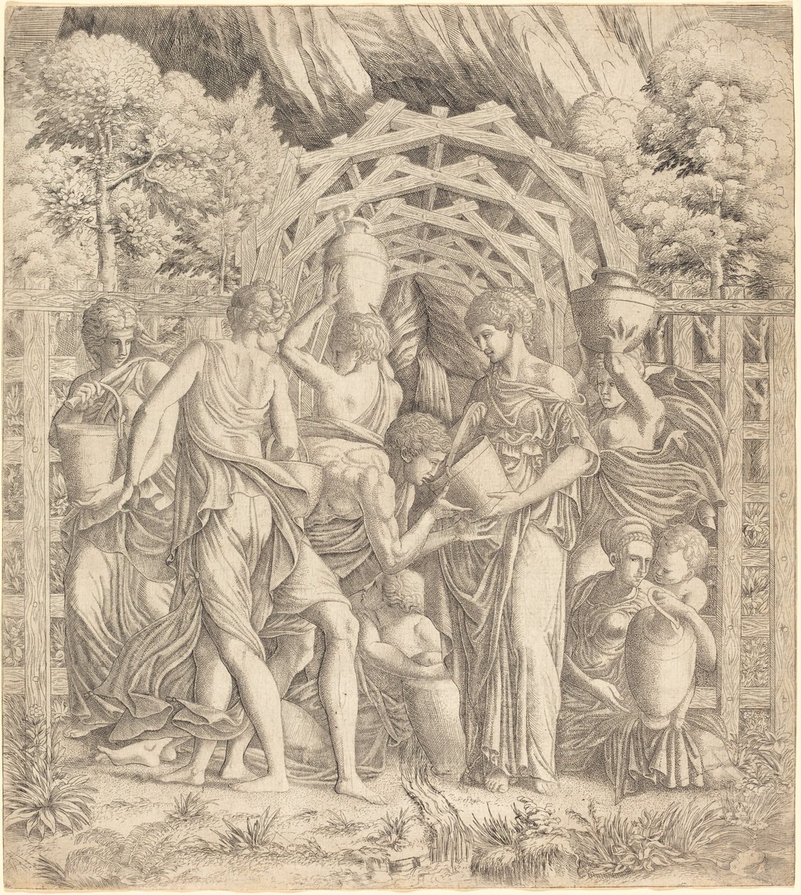 Mladý muž pitná voda (Rebecca a Eliezer?) od French 16th Century after Francesco Primaticcio