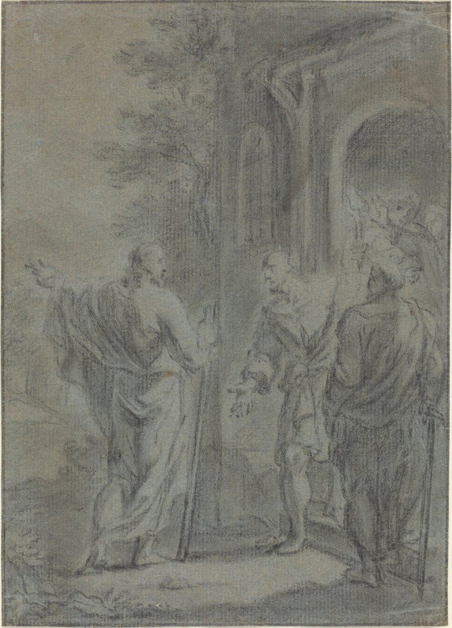 Postavy (Kristus volá jednoho z apoštolů?) od French 17th Century