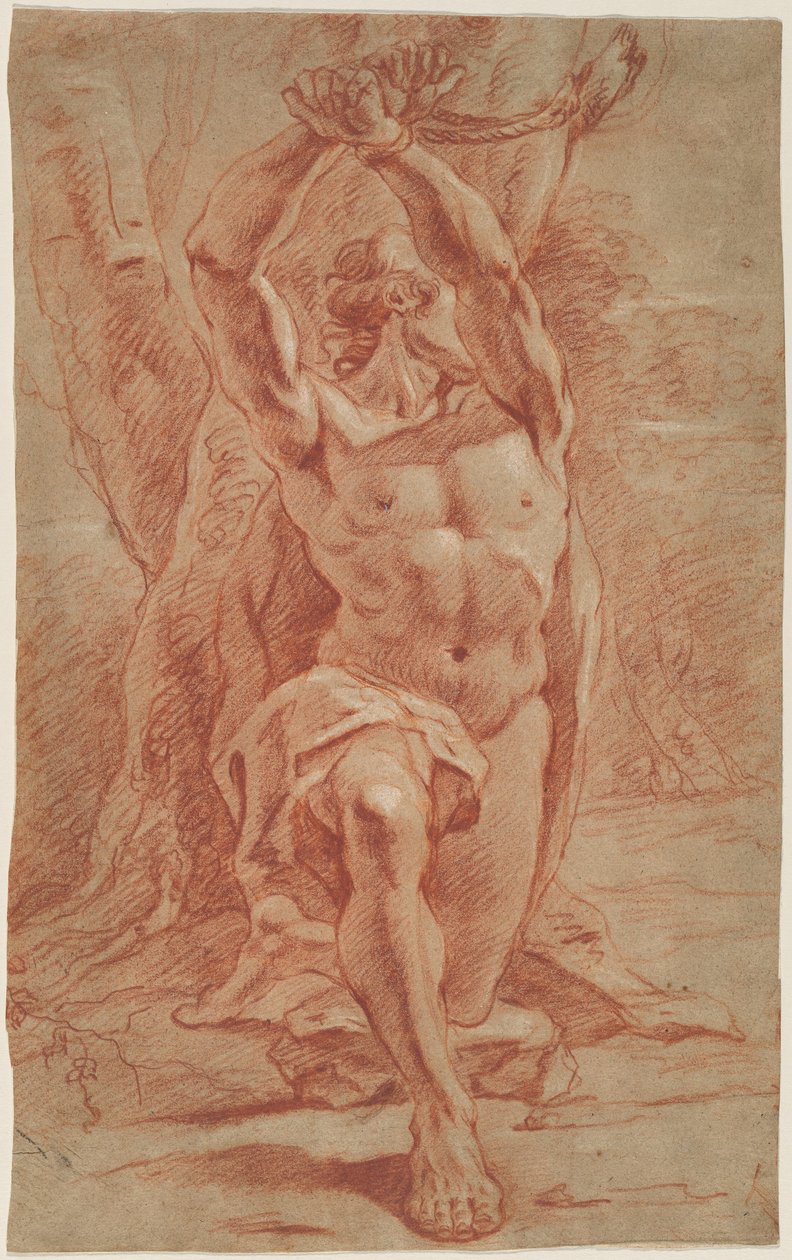 Klečící muž přivázaný ke stromu od French 17th Century