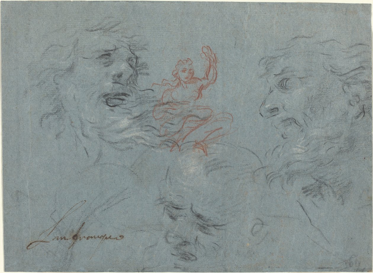 Studium hlav [recto] od French 17th Century
