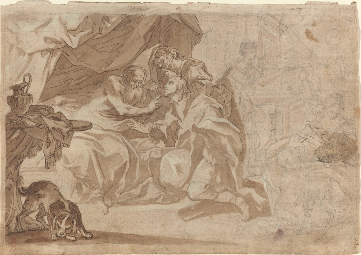 Jákob a Rebeka před Izákem [recto] od French 18th Century