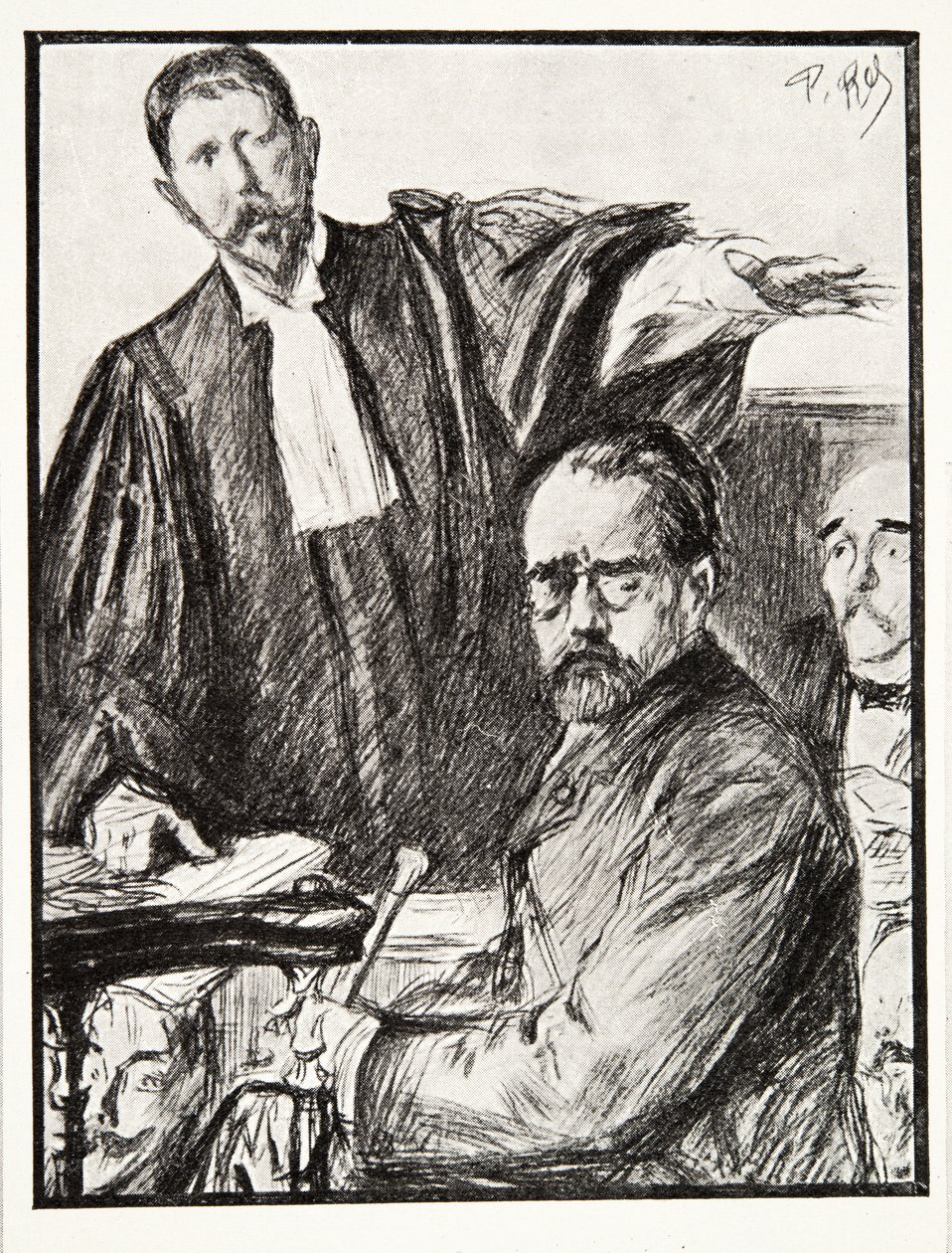 Dreyfus u soudu, z Dějiny třetí republiky, sv. I, Politické dějiny, pub. 1933 (litho) od French Photographer