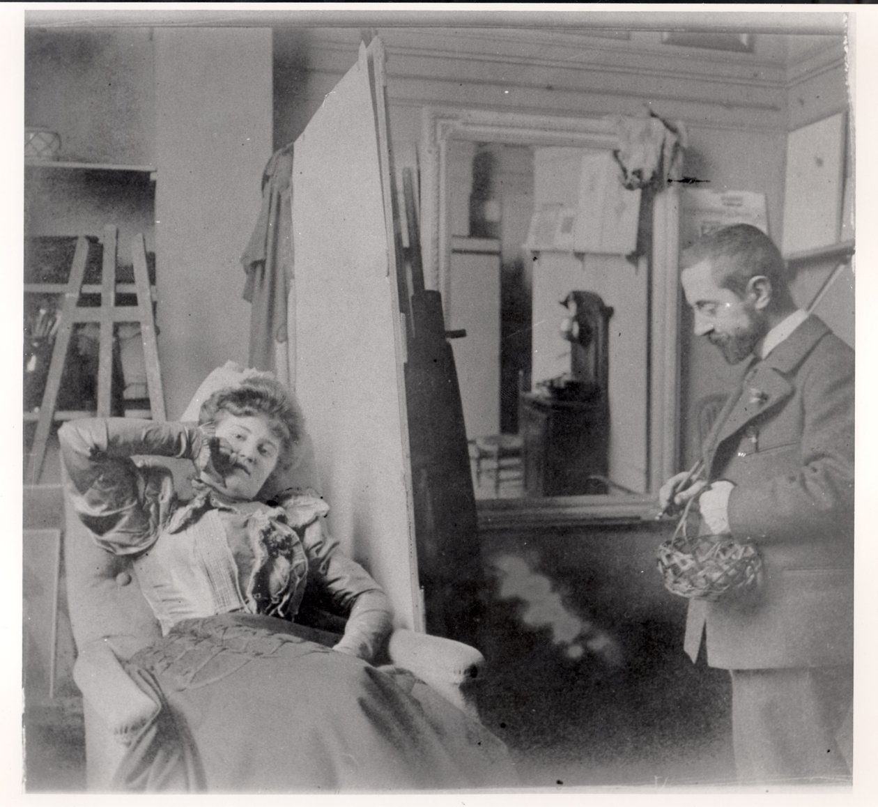 Henri de Toulouse-Lautrec (1864-1901) ve svém studiu s Misiou Natansonovou od French Photographer