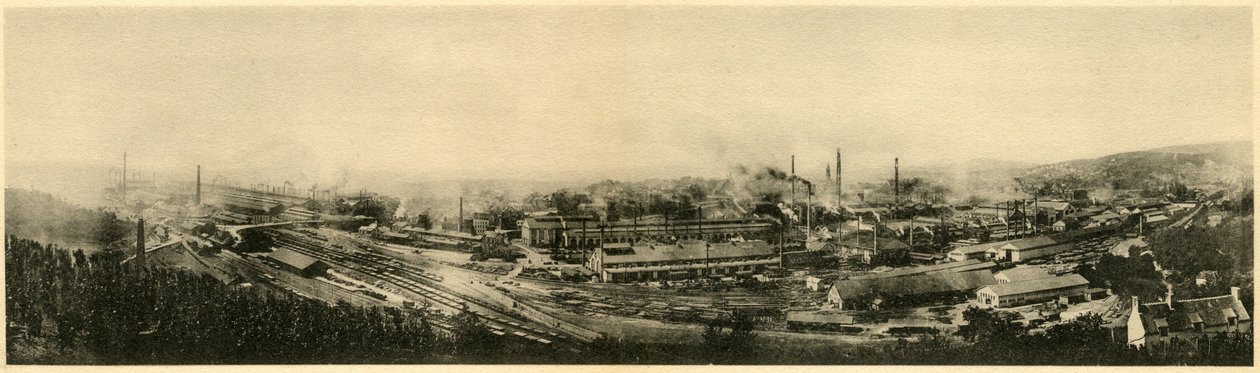 Le Creusot, panoramatický pohled z Album des Fers et Aaciers společnosti Schneider & Cie, 1895 od French Photographer