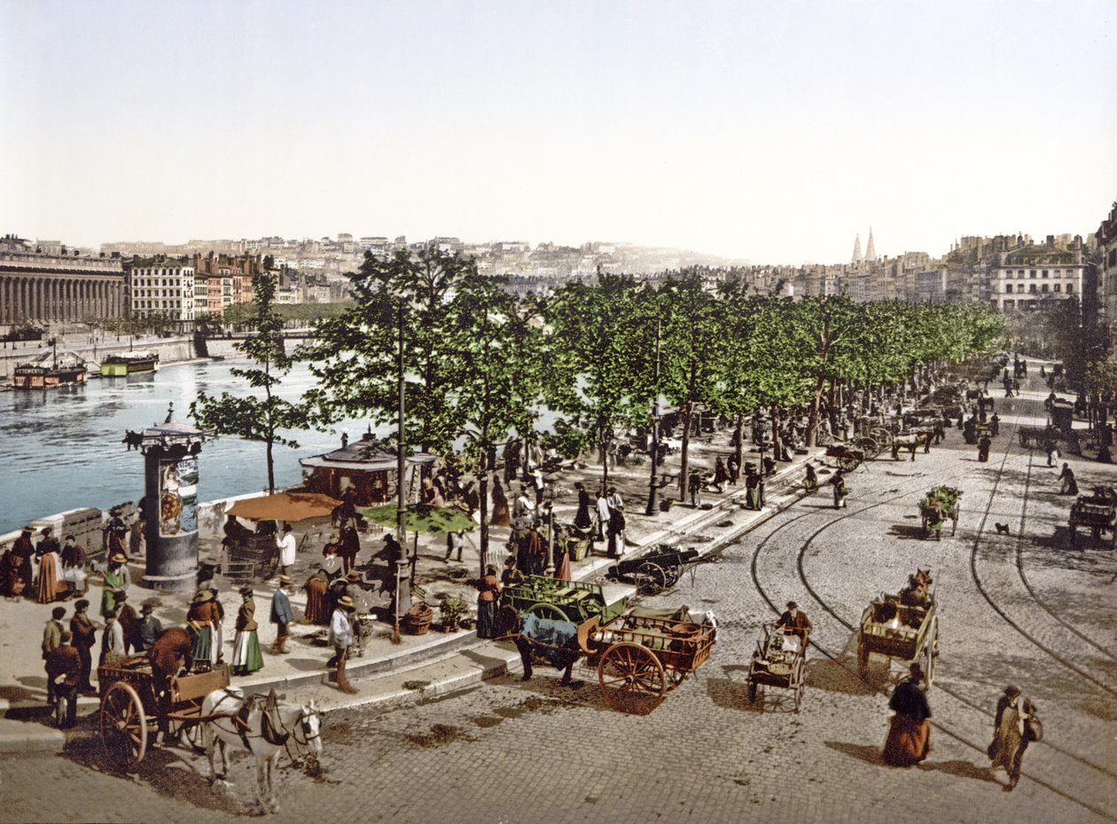 Trh Saint Antoine, Quay des Célestins, Lyons, kolem roku 1900 od French Photographer