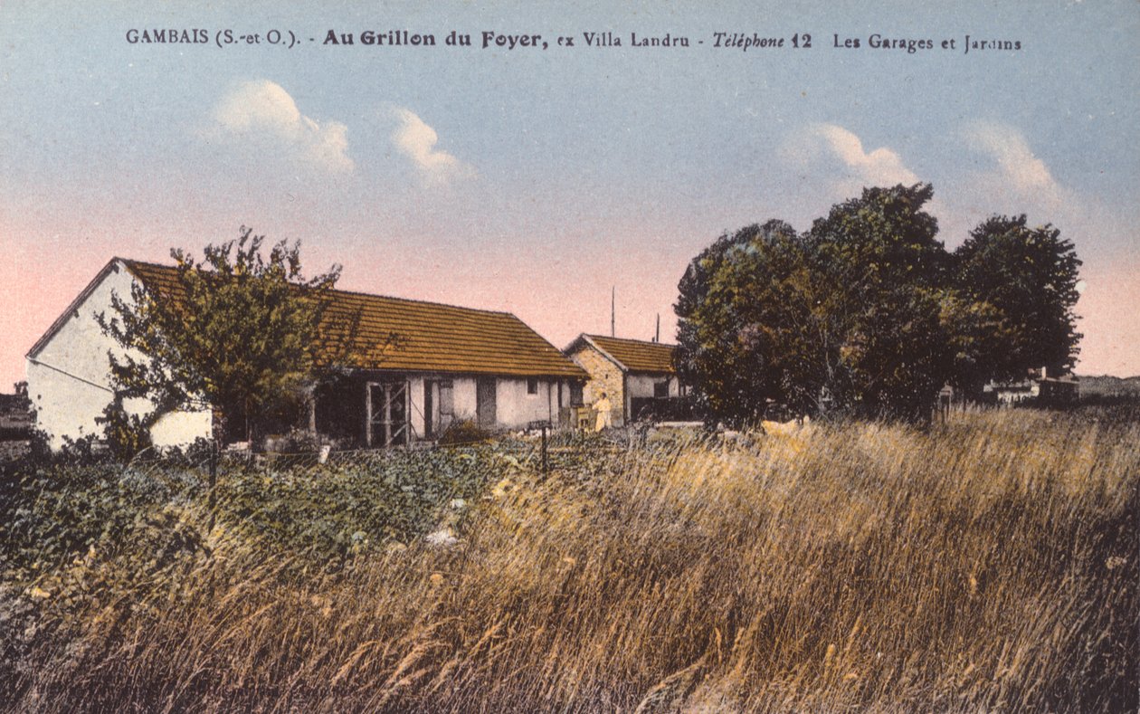 Pohlednice zobrazující dům Henri Desire Landru (1869-1922) v Gambais (viz 238390 pro černobílou fotografii) od French Photographer