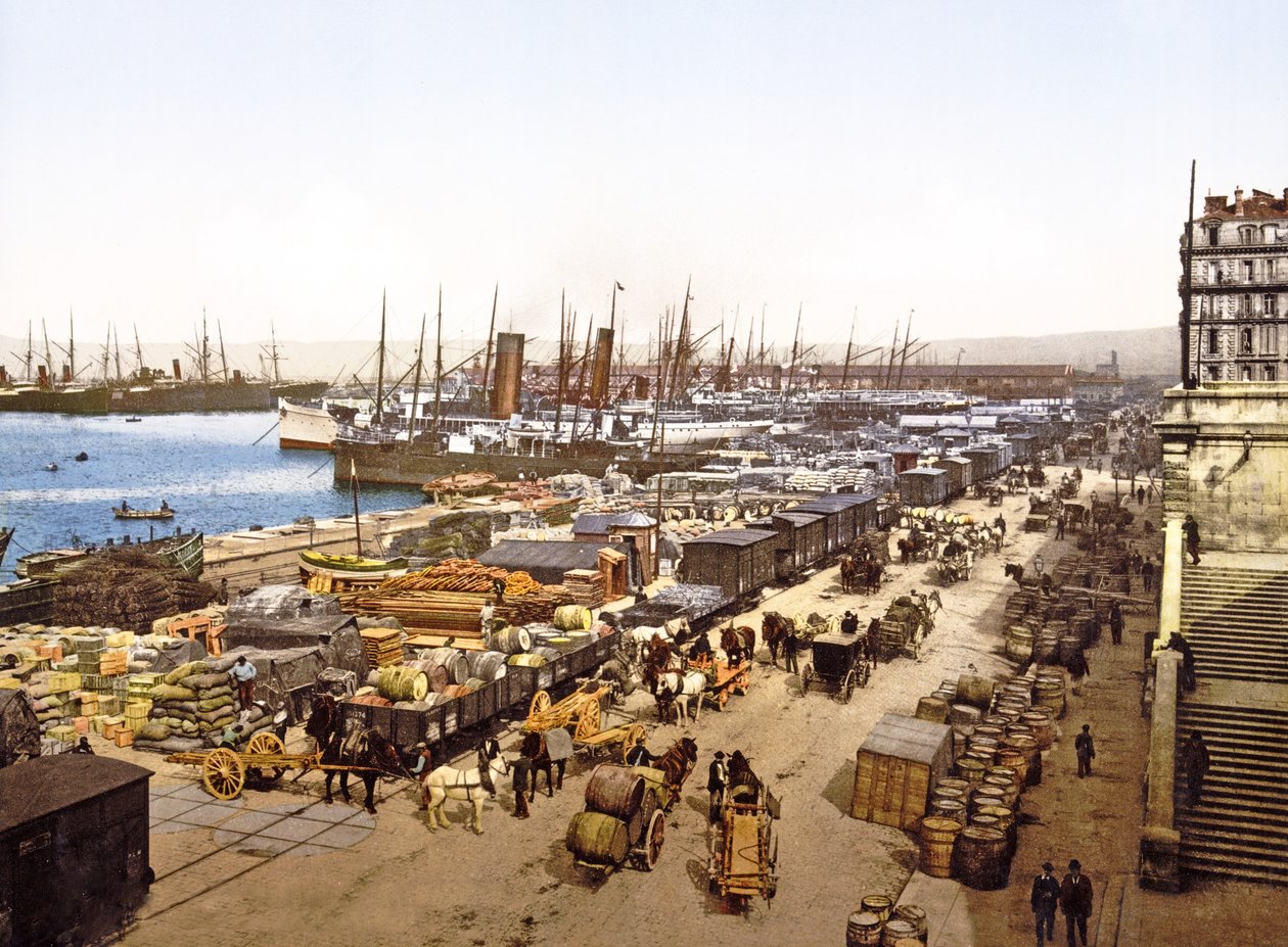 Quai de la Joliette, Marseille, Francie, hospoda. 1890-1900 od French Photographer