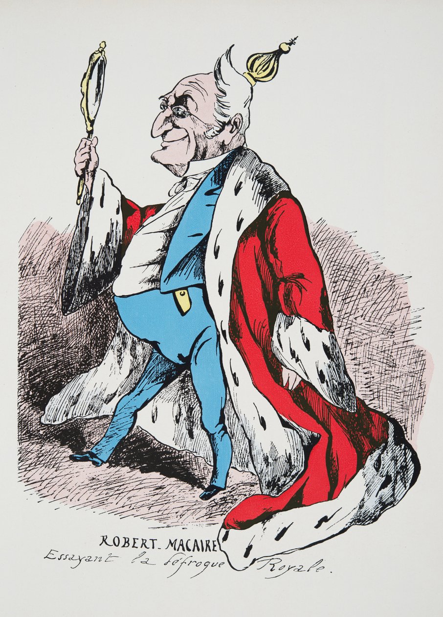 Robert Macaire - Pokus o Royal Disfrock, z Histoire de la Troisieme Republique, sv. I, Politické dějiny, nakl. 1933 (barevné lito) od French Photographer