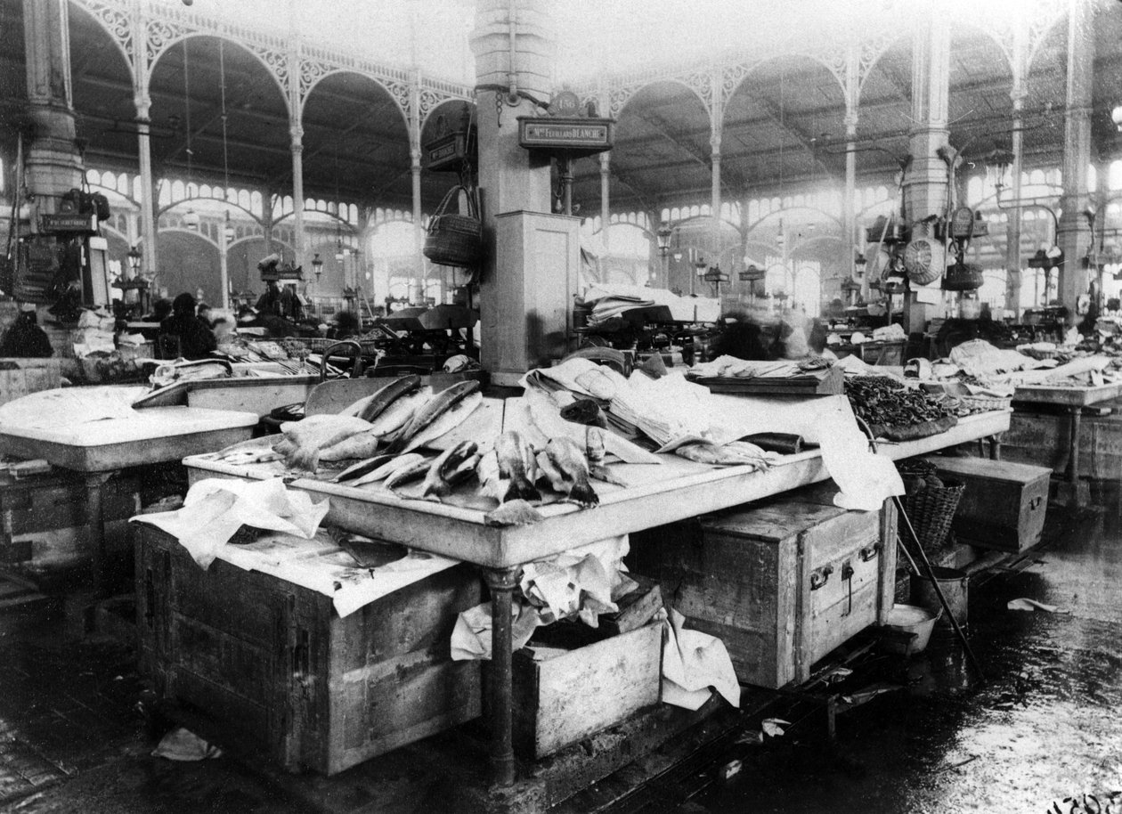 Rybí trh v Les Halles, Paříž, konec 19. století od French Photographer