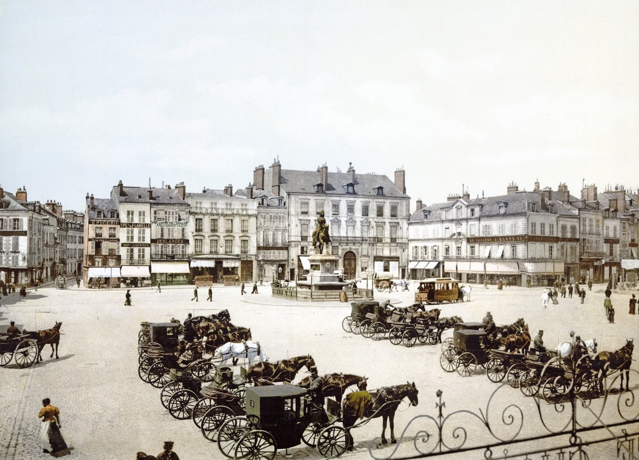Socha Johanky z Arku, Place du Martroi, Orléans, hospoda. c.1900 od French Photographer