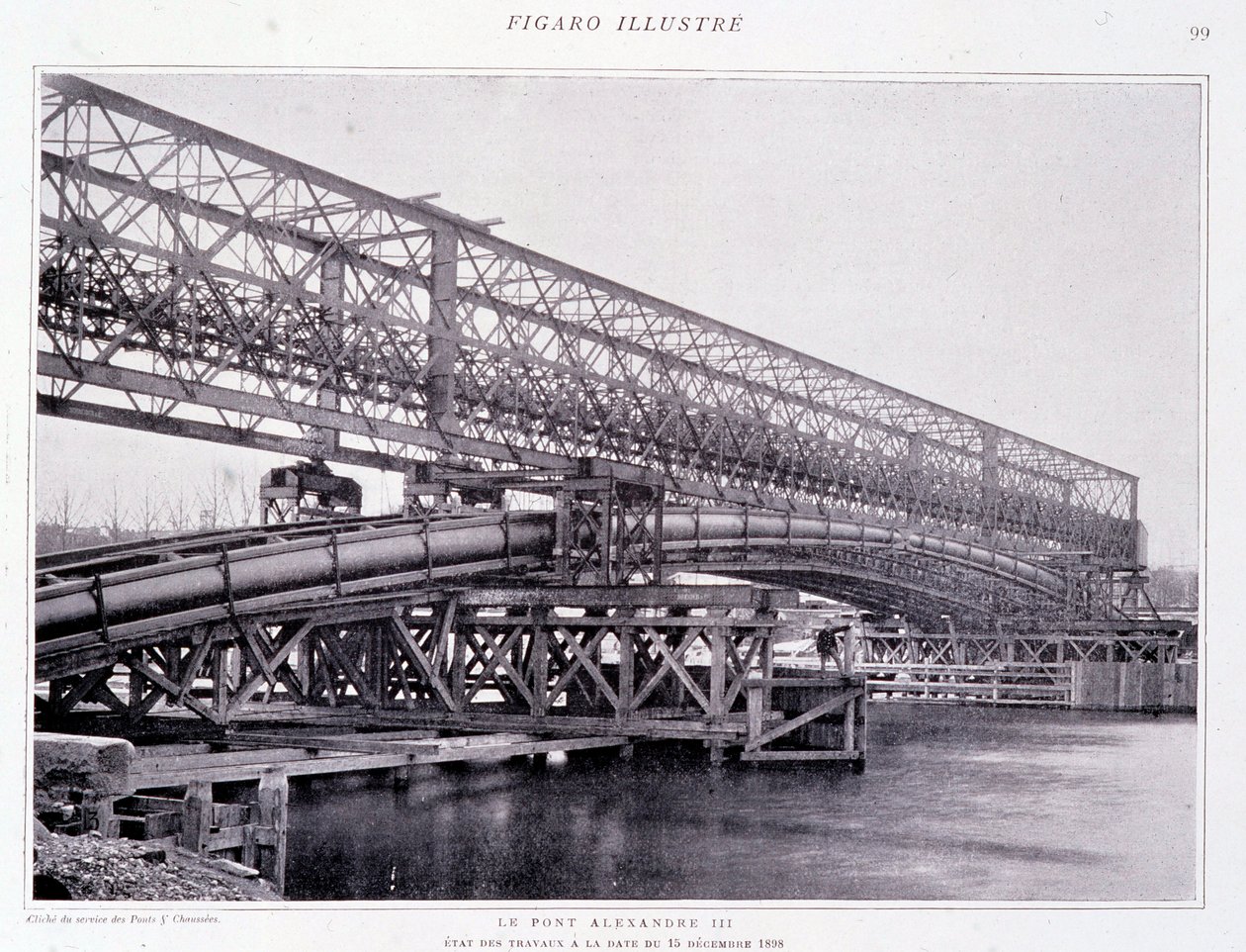 Práce na mostě Alexandra III. do 15. 12. 1898 - v „“The Figaro Illustrated““ od French Photographer