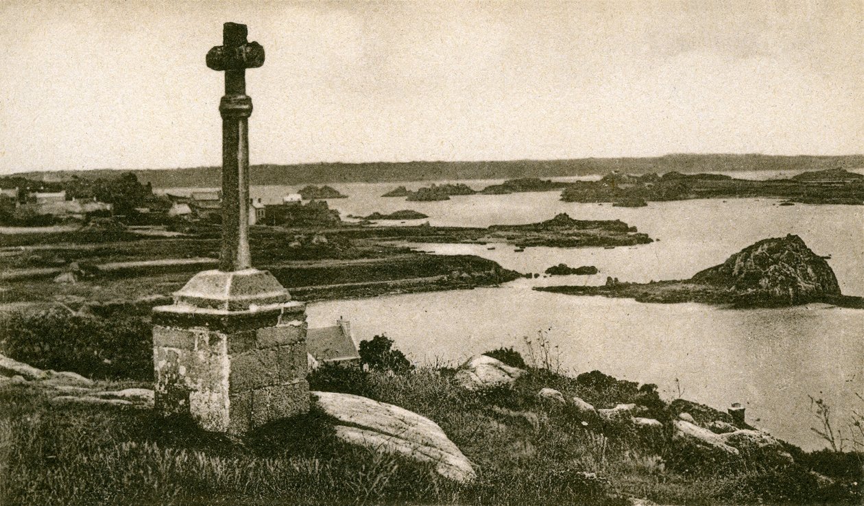 Île de Bréhat: Michel a ostrůvky Kerpont, počátek 20. století (čb fotografie) od French Photographer