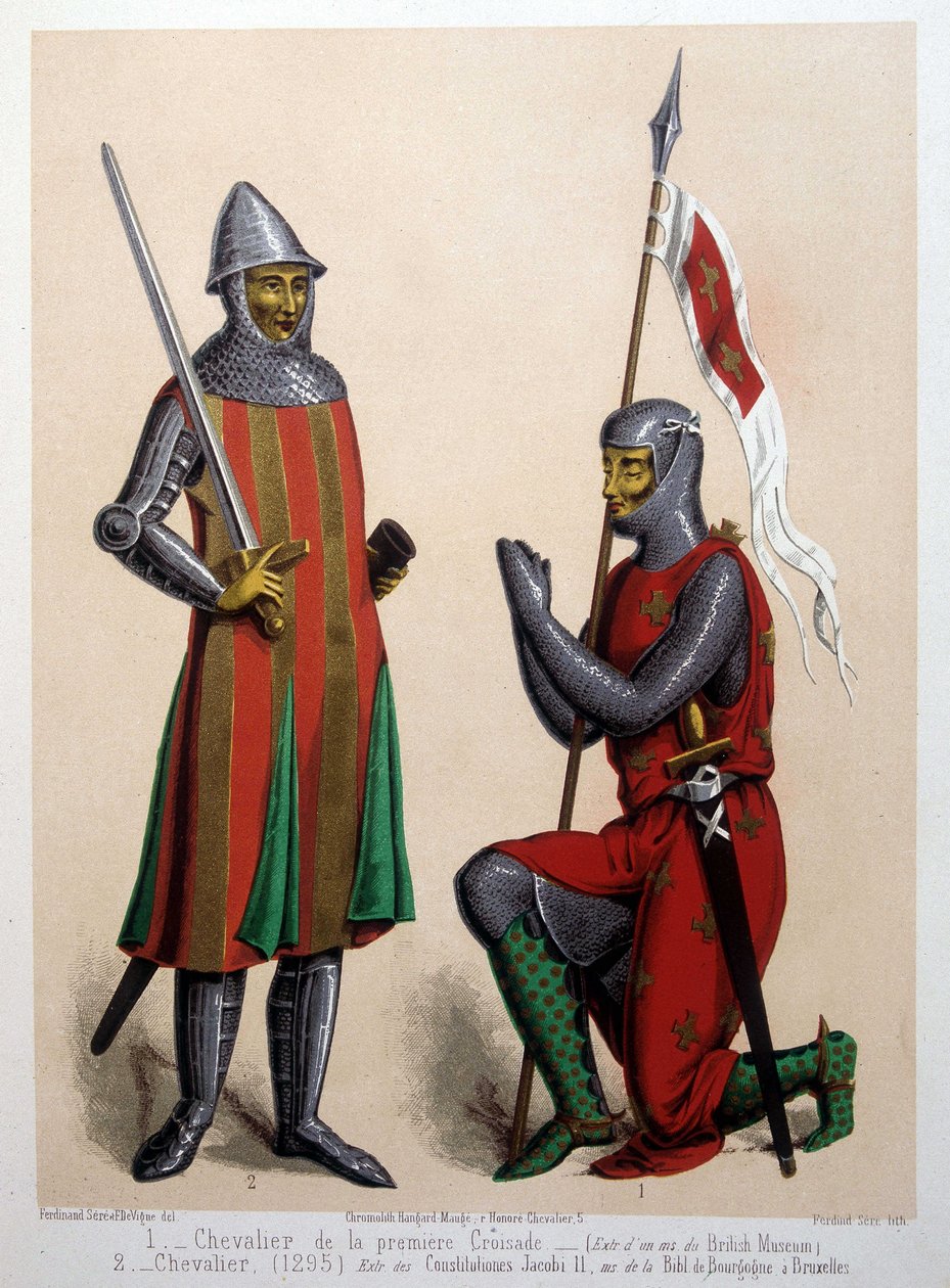 1. Rytíř první křížové výpravy (1096); 2. Rytíř (1295) od French School
