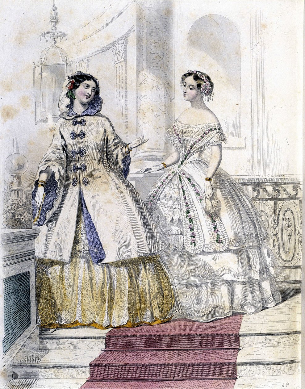 2 módní ženy – v “” Journal des Demoiselles”” 1852. od French School