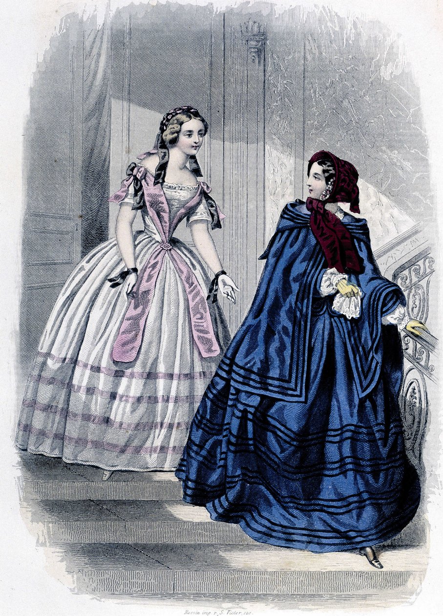 2 módní ženy – v “” Journal des Demoiselles”” 1852. od French School