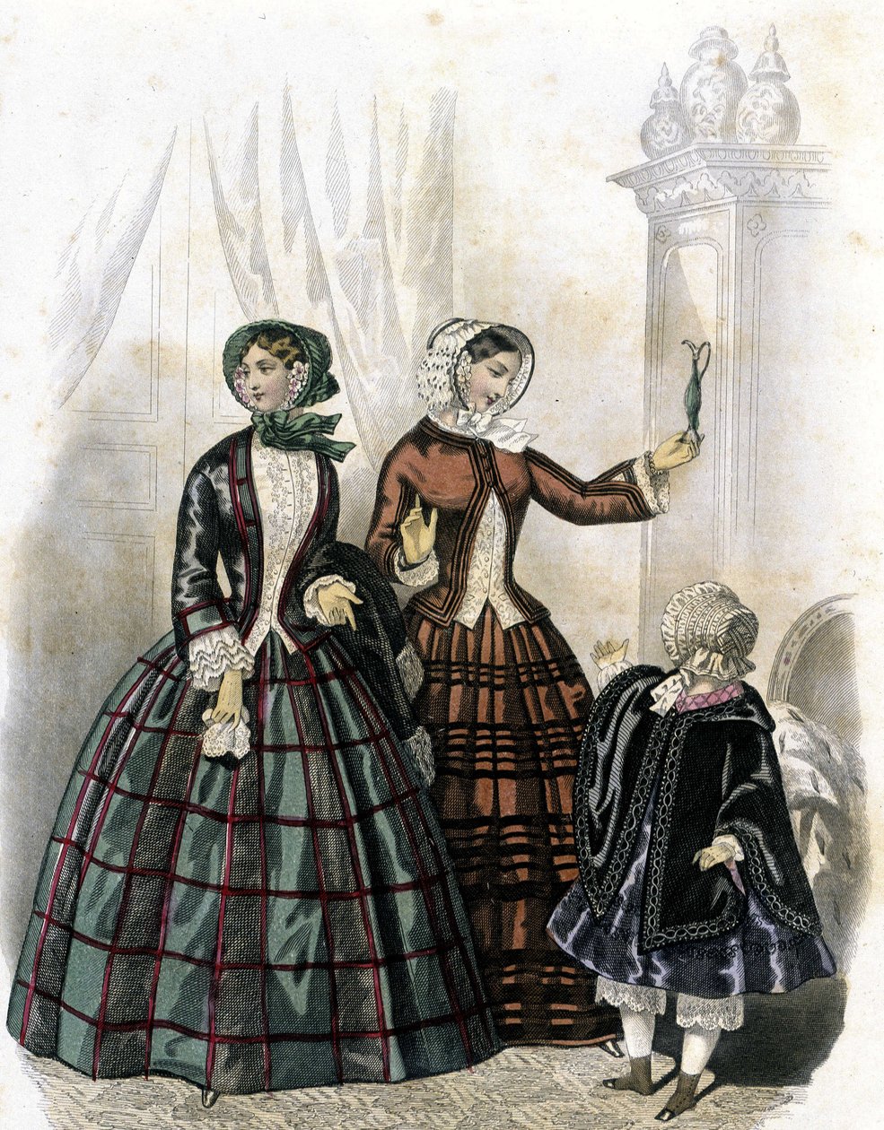 2 ženy s dívkou - v „Journal des Demoiselles“ 1852. od French School