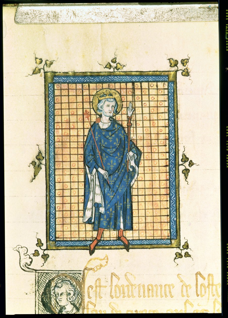 AE II 327 King Saint Louis nesoucí žezlo a ruku spravedlnosti, z Registry des Ordonnances de L