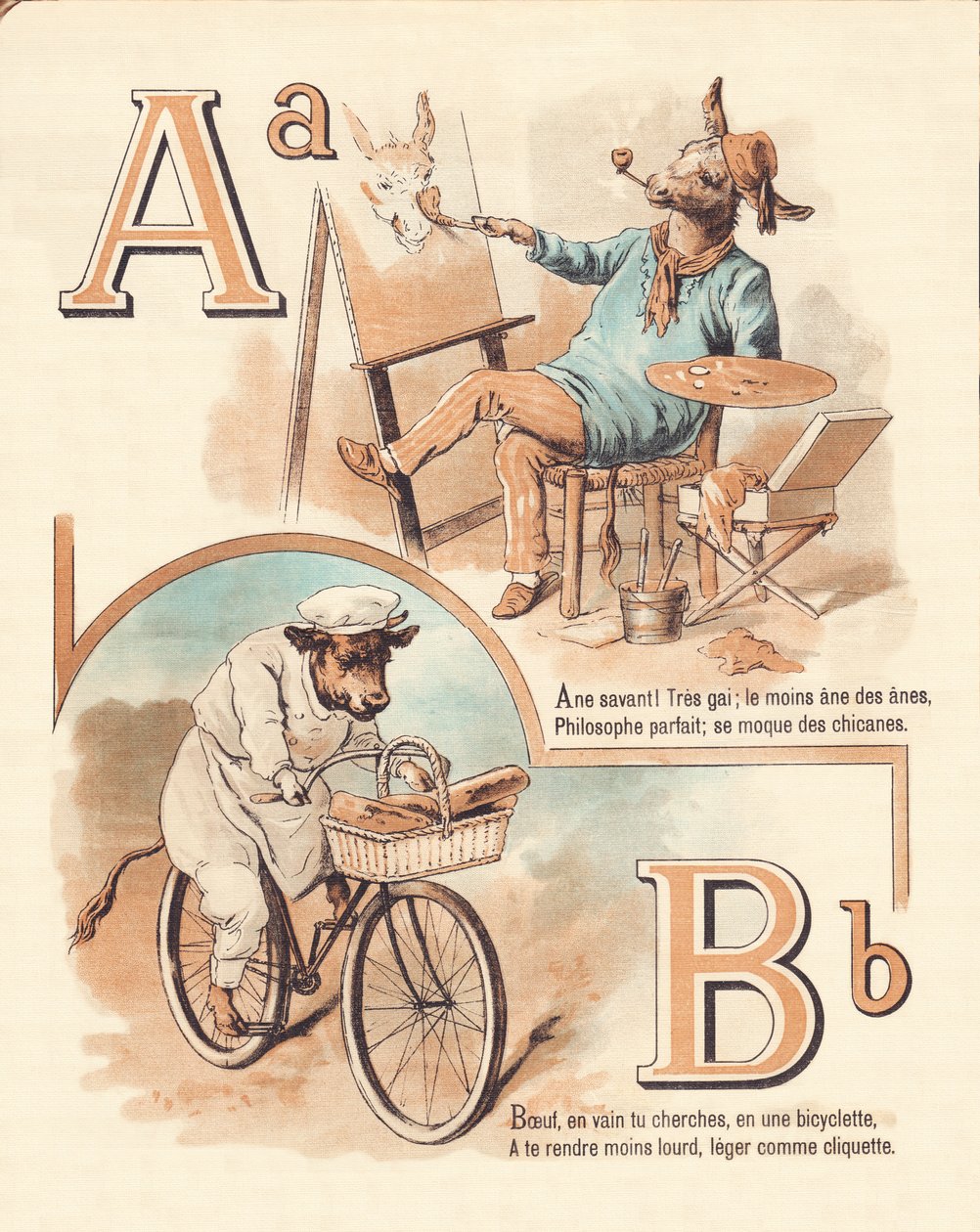 A B: Zvíře, umělec, hovězí, pekař od French School