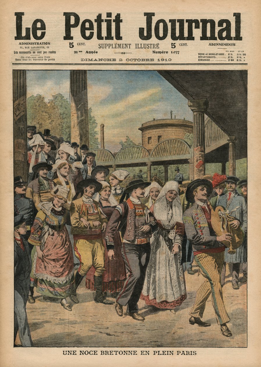 Bretaňská svatba přímo v Paříži, ilustrace z Le Petit Journal, příloha ilustrovaná, 2. října 1910 od French School