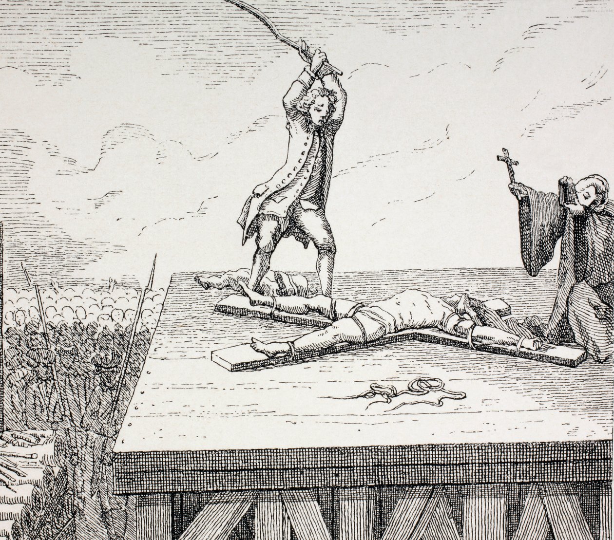 Zločinec odsouzený k smrti na kříži svatého Ondřeje v 18. století Frace, 1875 od French School
