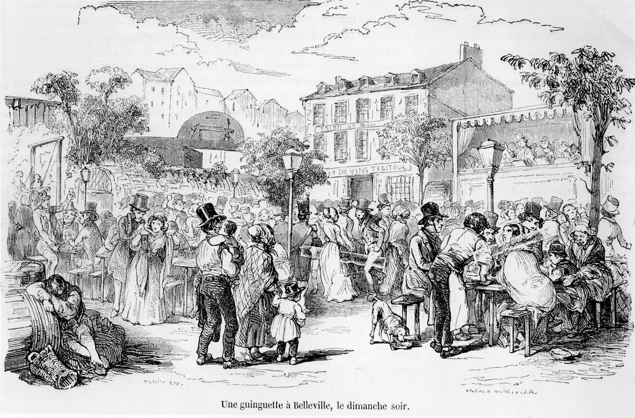 Guinguette v Belleville v neděli večer, z Tableau de Paris od Edmond Auguste Texier, Paříž, 1852 od French School